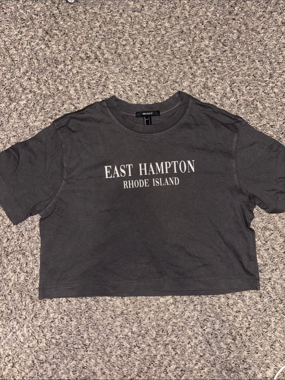 Forever 21 Black East Hampton Graphic Crop Tee